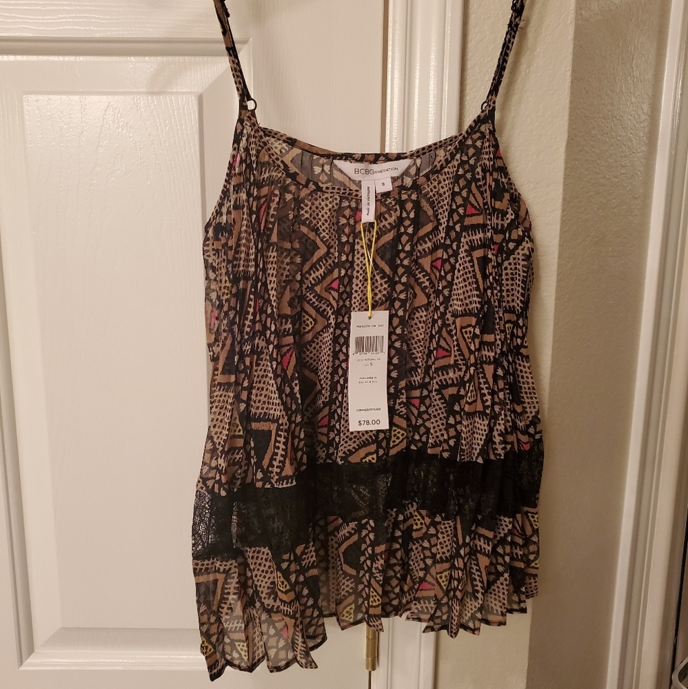 NWT bcbg cami with lace accent